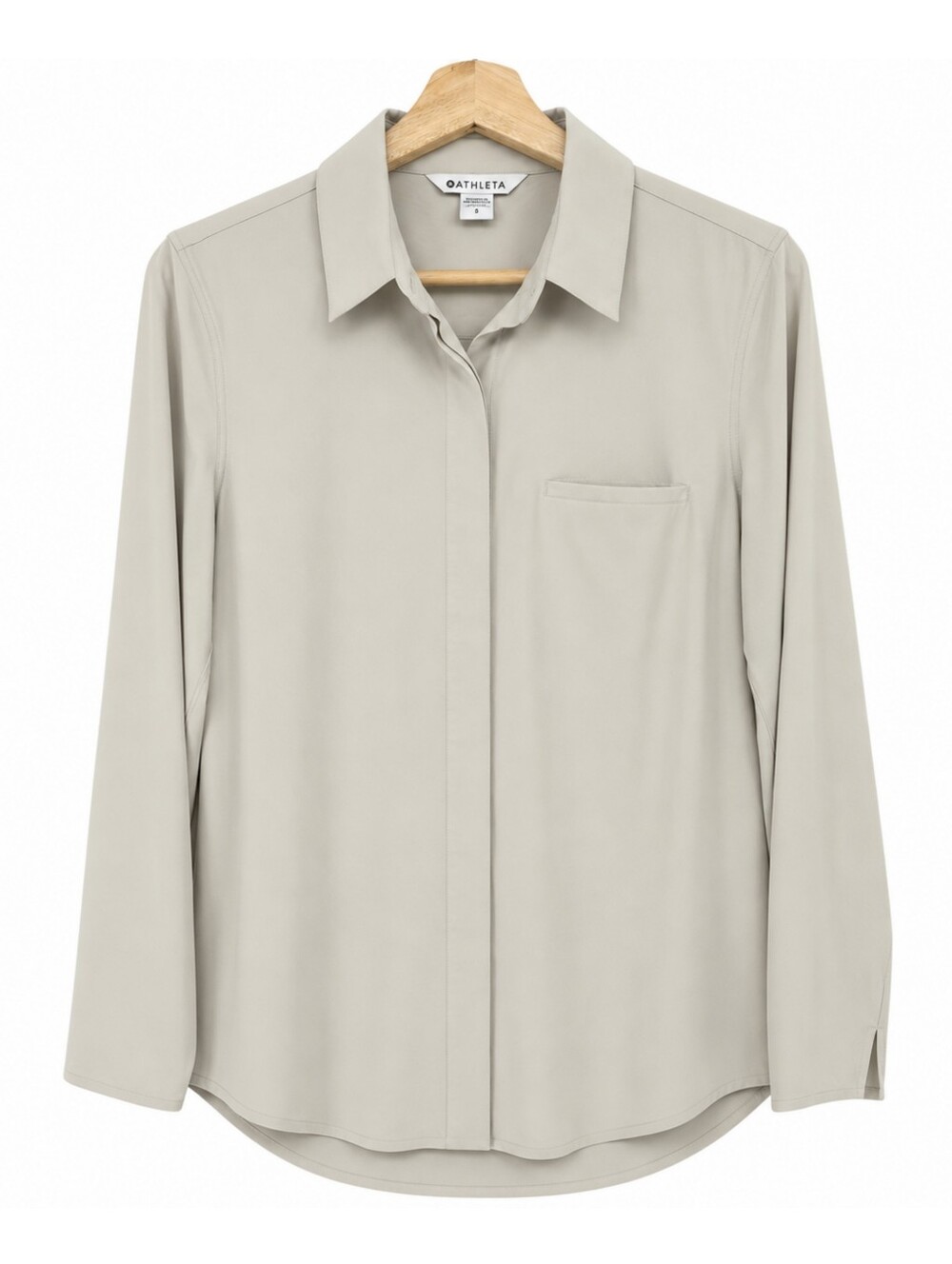 Athleta Urbanite Beige Hidden Button Travel UPF 50+ Wrinkle Resistant Top Small